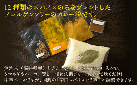 ハーブ講師が作る 教室で人気の炊き込みドライカレー（2食分 × 2箱）お米（無洗米）付き 【アレルゲンフリー】【スパイス スパイスカレー スパイスセット カレーパウダー おうちカレー カレー粉 香辛料 セット 手作り キット ドライカレー 薬膳カレー ギフト】 [A-13006]