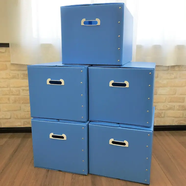 折りたたみ式プラダン製収納 BOX 5枚セット【 防水収納 耐久素材 業務利用 取っ手付き プラチックダンボール】(CX028)