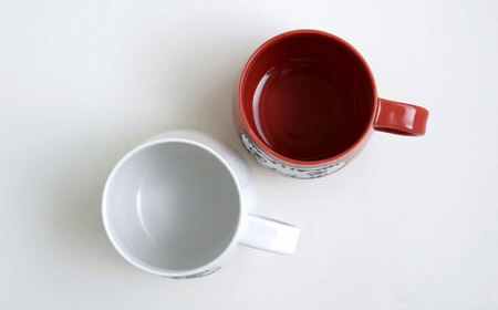 【陶器市特集】【波佐見焼】福だるま マグカップペアセット 紅・白【光和陶器】[SC68]