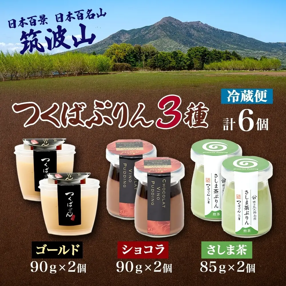 ゴールドぷりん ＆ ショコラ・ヴィノ・プディング ＆ さしま茶プリン 各2個 計6個 つくばぷりん プリン ぷりん ショコラ チョコレート さしま茶 茶 お茶 スイーツ 洋菓子 和スイーツ 冷菓 デザート 人気 グルメ お取り寄せ ギフト 送料無料 ふじ屋 茨城県 桜川市 [EW020sa]