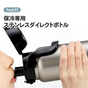 【ハンドル付ワンプッシュダイレクトボトル】 800ml 保冷専用ブラック STD8H_4973307596674 11-023