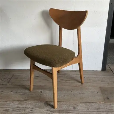 Karl Dining Chair モケット クリンプカーキ ミディアムブラウンフレーム【SWOF】_雑貨・日用品 椅子・チェア・ソファ 家具・インテリア _【1551626】
