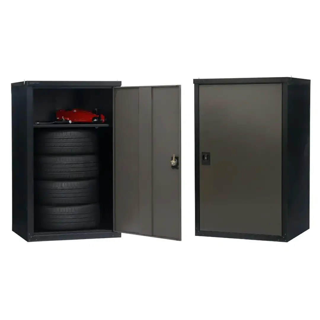 扉式タイヤ収納庫 ブラック/アッシュグレー TBT-132 物置 日本製 燕三条 [グリーンライフ]