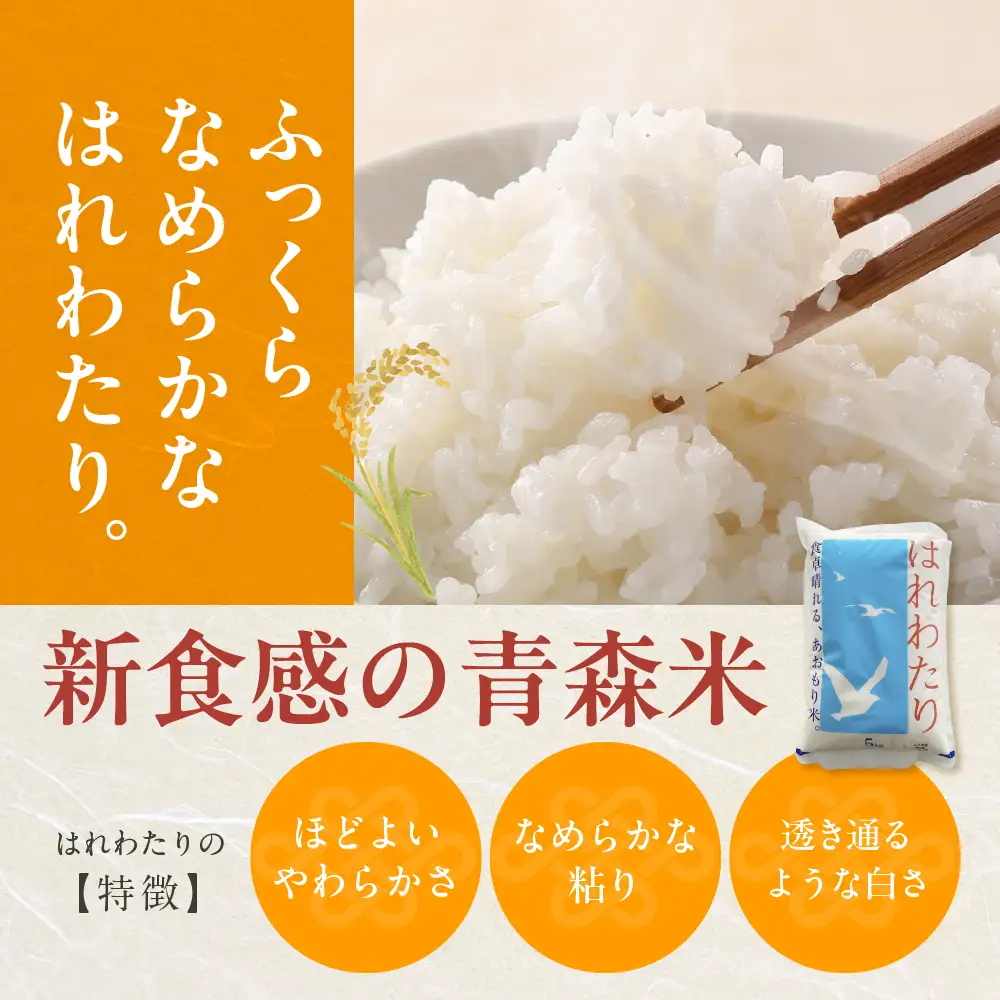 【2026年6月前半発送】青森県ブランド米 10kg (はれわたり5kg × まっしぐら5kg) 2種食べ比べセット（白米）