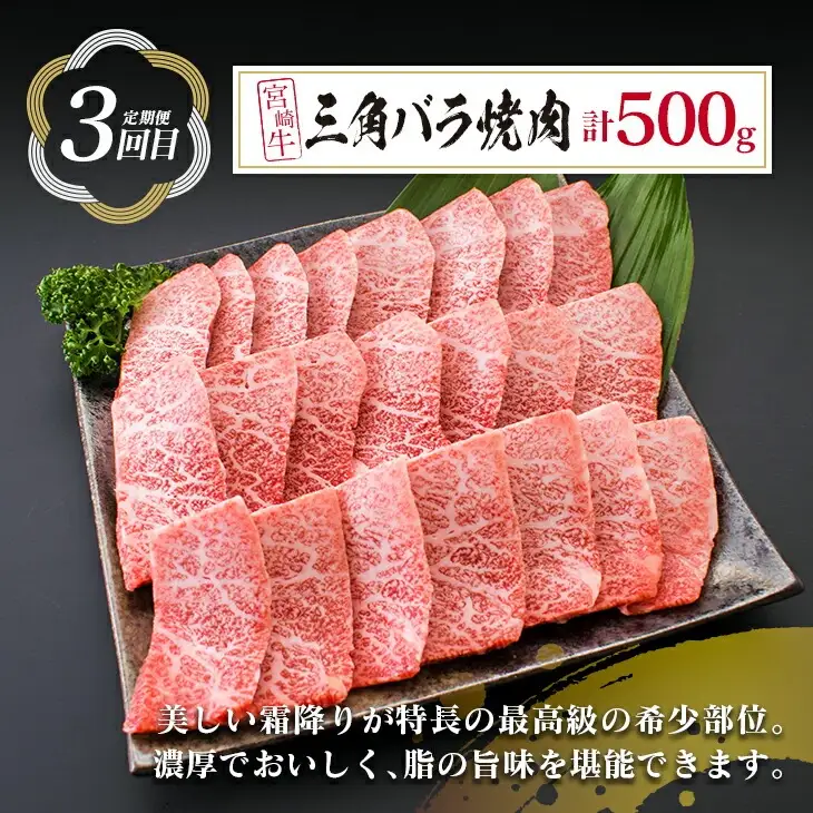 【令和8年6月から毎月配送】3か月定期便 月替わりで堪能!! 宮崎牛 イチオシ 焼肉 セット お楽しみ 定期便 総重量1.5kg_GE10-25-E