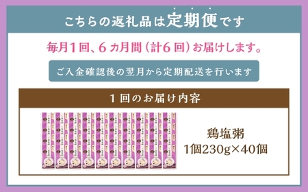 【全6回定期便】レトルト鶏塩粥セット ／ 230g×40個 合計120個 保存食 長期保存 粥 お粥 おかゆ レトルト食品 養生食 長崎県 長崎市