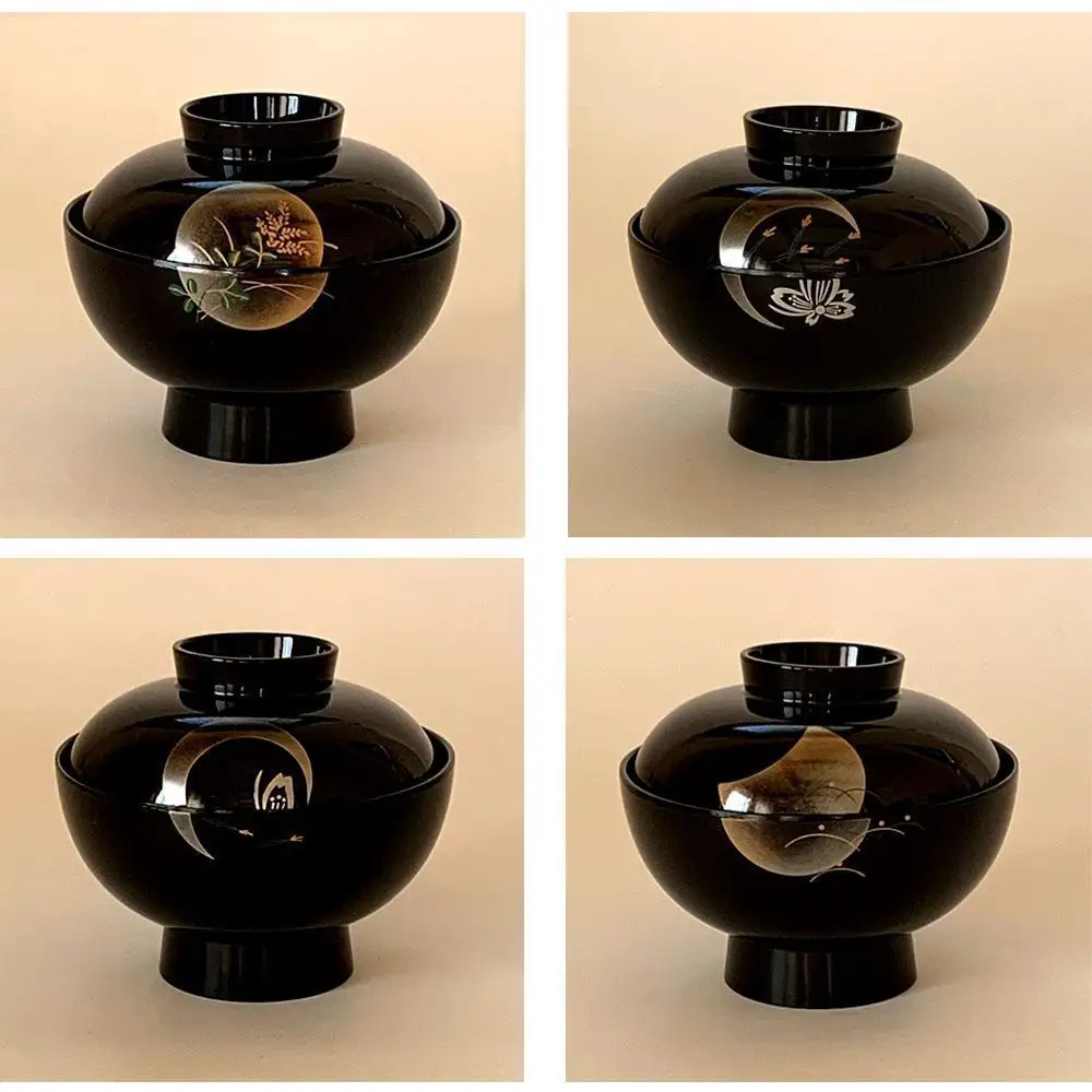 吸物椀 雑煮椀 お椀 黒塗り 蒔絵 小夜 5客セット お正月 紀州漆器［YS42］