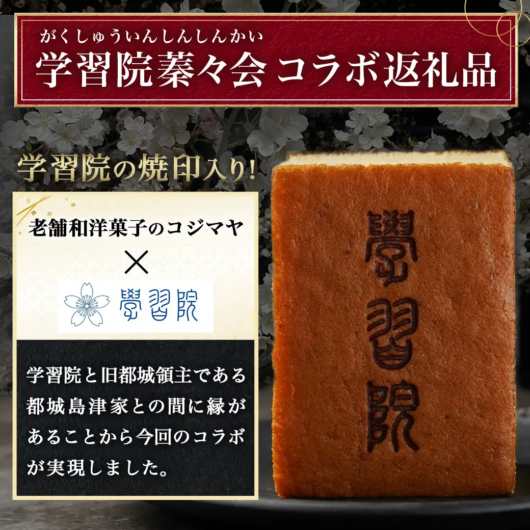 学習院蓁々会コラボ☆カステラセット(1斤分)〔AA-7610〕_(都城市) 都城産鶏卵使用 0.5斤×2 スイーツ デザート 厳選米飴使用 焼き菓子 お土産 贈答用 ギフト 学習院 蓁々会