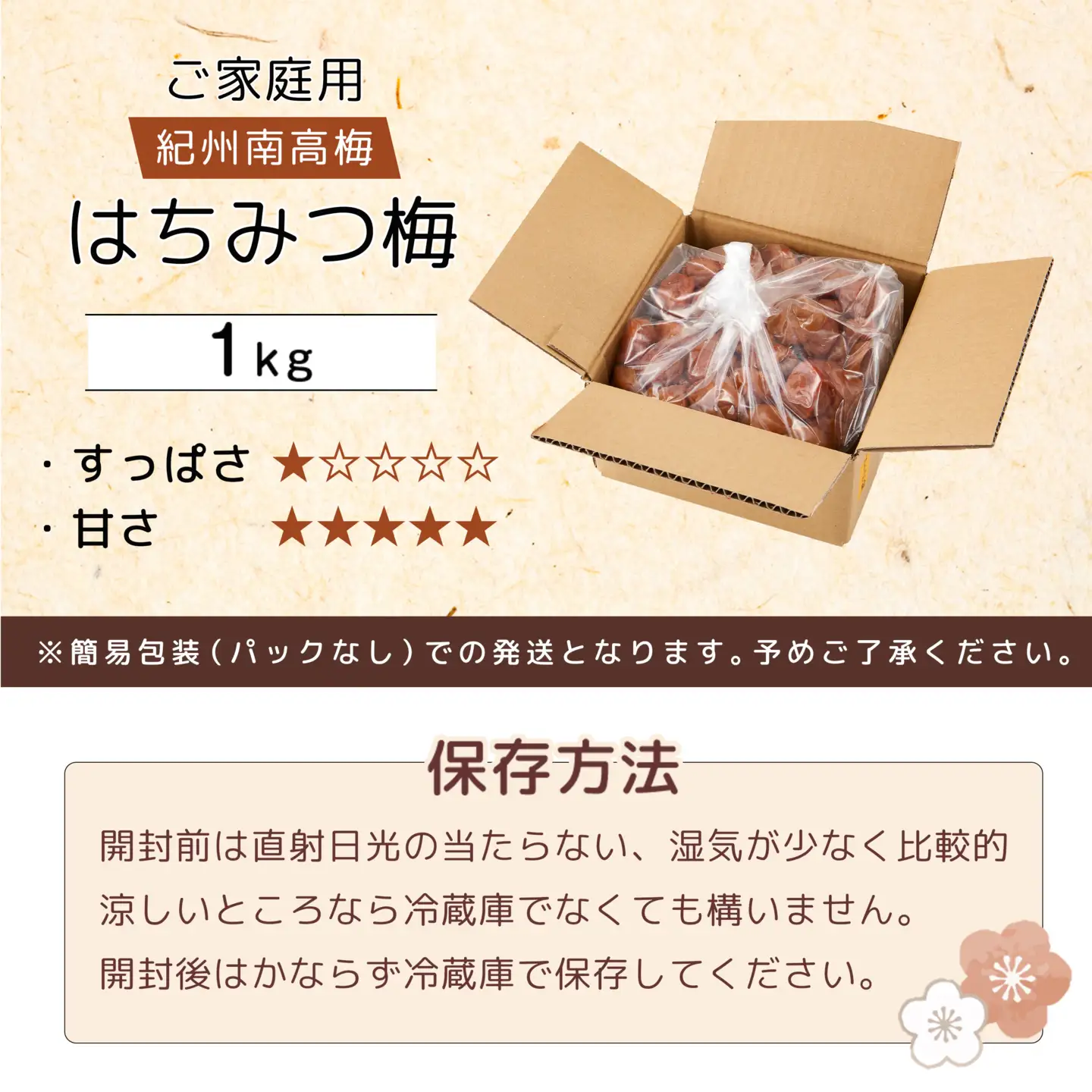 紀州南高梅 口熊野 ご家庭用 1kg はちみつ梅 塩分約8％