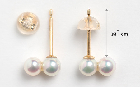 【7営業日以内に発送】あこや真珠 4.0-4.5mm 保証書付 ピアス 18金 K18 2連 パール ／ アクセサリー ジュエリー 長崎県 長崎市