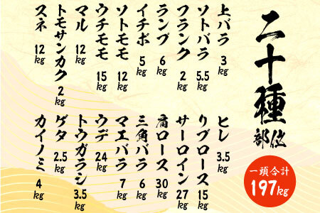 牛一頭まるごと千人前！ 飛騨牛 牛一頭 横綱セット 千人前 計197kg 一括配送 A5等級 すき焼き しゃぶしゃぶ ステーキ 焼肉 BBQ ランプ イチボ カイノミ サーロイン ヒレステーキ ロース 大容量 贅沢 飛騨 ブランド牛 牛肉 高級 贅沢 ご褒美 養老ミート