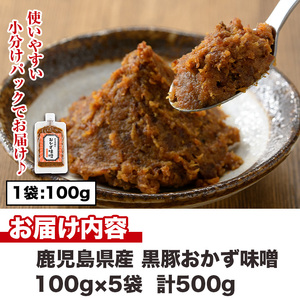 No.1146 鹿児島県産！黒豚おかず味噌(計500g・100g×5パック) 国産 九州産 鹿児島県産 肉 お肉 豚 黒豚 豚肉 コメカミ肉 味噌 豚みそ 黒豚みそ 豚味噌 弁当 おかず 小分け【コワダヤ】【793】【1147】