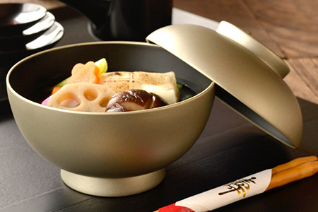 4.6寸 雑煮椀 蓋付き モダン 食洗機対応 銀地