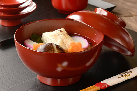 4.6寸 雑煮椀 蓋付き モダン 食洗機対応　朱