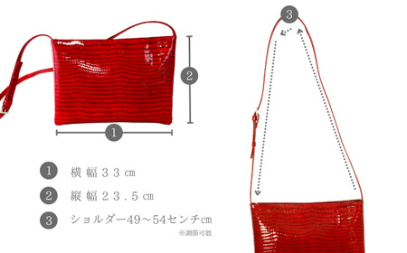【ふるさと納税限定10本】 横長サコッシュ 牛革型押しエナメルバージョン | 埼玉県 草加市 職人 手作業 上質 ギフト お祝い お洒落 革職人会 バッグ 革 サコッシュ プレゼント 赤 レッド エナメル 牛革 ショルダー 使いやすい 便利 おしゃれ 楽 革バッグ 革製品 女性 シンプル