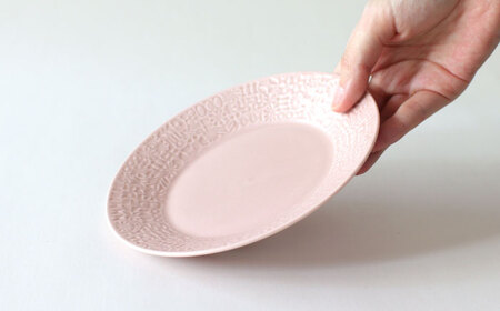 【波佐見焼】PATTERNED PLATE・MUG ペア 4点セット greige + antique rose　【BIRDS’ WORDS】[CF083]