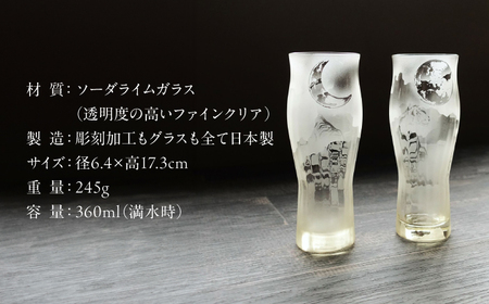 虎グラスペアセット 木箱入り 多治見市 / マンモスハウス合同会社 グラス 砂彫りアート作品[TEW016]