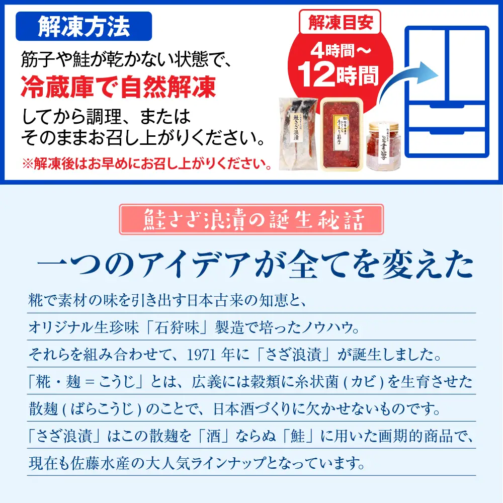 佐藤水産 ビン詰め手まり筋子100g×2個 ＆ 鮭さざ浪漬200g×2個セット【KAT-310】