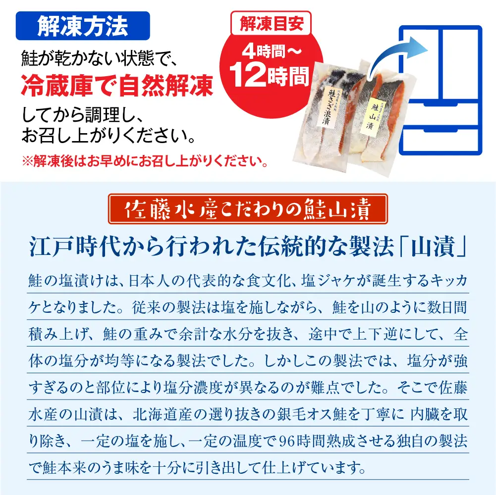 佐藤水産 鮭さざ浪漬(塩糀漬)10切＆鮭山漬2切【KAT-602】