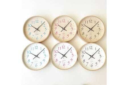 KATOMOKU Plywood clock 木製掛け時計（ライトピンク）km-120LP