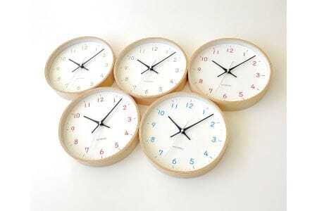 KATOMOKU Plywood clock 木製掛け時計（ライトブルー）km-121LB