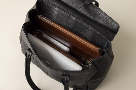 OBI MINI（革のカシミヤ 郡上市産明宝鹿革バッグ）ブルーグレイ