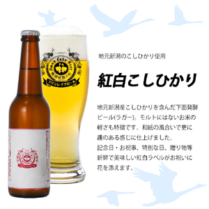 ビール スワンレイクビール ホワイト寿　世界一金賞受賞入り  紅白ラベルビール2本セット 阿賀野市 新潟県 阿賀野 クラフト 飲み比べ クラフトビール 地ビール ビール お酒 酒 詰め合わせ ギフト プレゼント 贈答 贈り物 お中元 お歳暮 のし対応 熨斗 父の日 1S44007