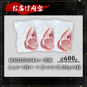 かごしま 味わい 黒豚 とんかつ ロース【トロかつ】(計600g・200g×3枚)【KNOT】A558