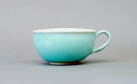 有田焼 翡翠スープ碗 2個セット【梶原大敬 茂正工房】器 うつわ 食器 スープカップ 2個 ペア セット 青磁 翡翠 青 作家 手仕事 ろくろ たっぷり スープ 電子レンジ対応 A50-263