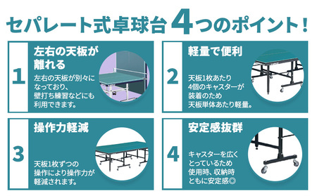 メンテナンス性に優れたセパレート式卓球台 MS300 株式会社三英《受注生産のため、1～2ヶ月程で発送》 千葉県 流山市 卓球台 卓球ネット 卓球 部活 卓球ホッケー st-p