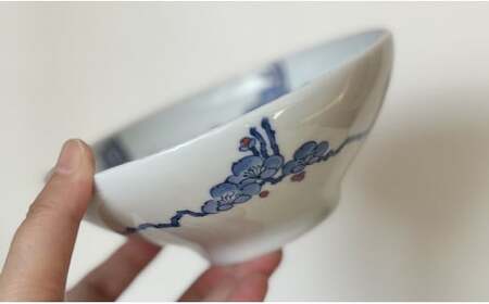 有田焼 手描き梅柄中鉢【起山窯】食器 器 うつわ 鉢 ボウル 染付 A24-113