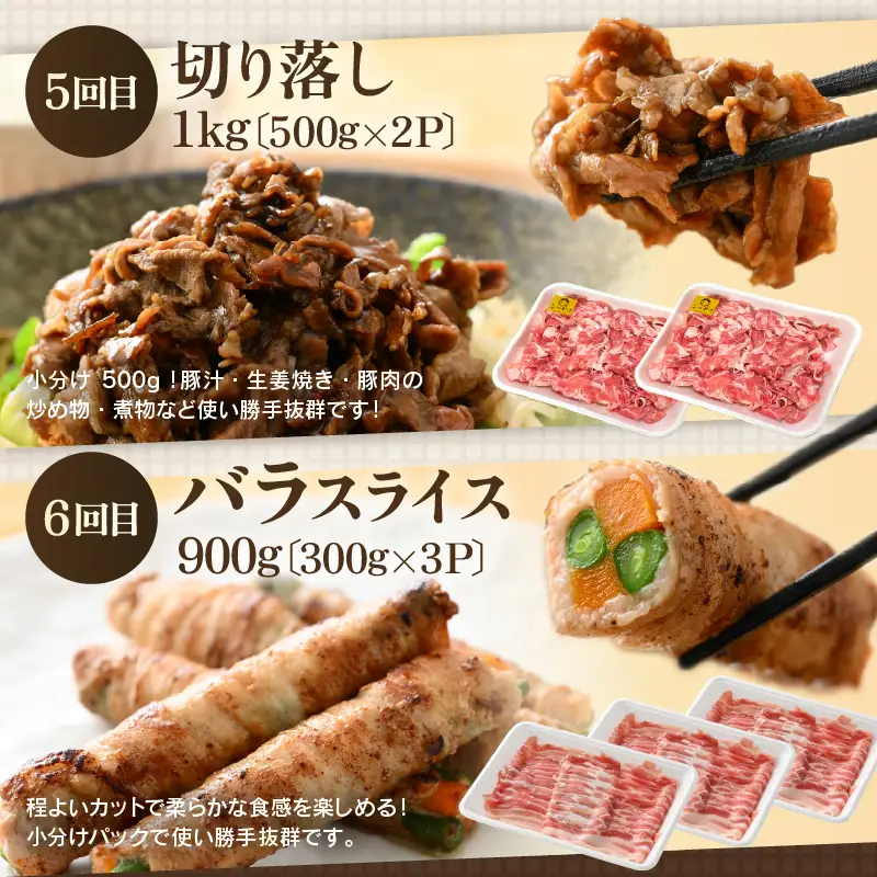 【定期便】ブランド豚定期便 6回 ふくいポーク ロース/ヒレ/バラ 豚肉 冷凍  [e02-f003]
