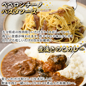 乾しいたけ加工品詰合せセット(5種)どんこ 豊後きのこカレ－ 豊後きのこめし 椎茸醤油 ペペロンチーノパスタソース おかず レトルトカレー 温めるだけ 簡単調理【opst009】【大分県椎茸農業協同組合】