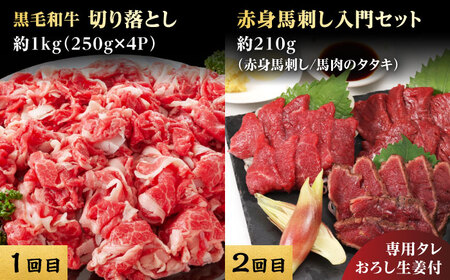 【4回定期便】熊本県産 黒毛和牛 馬刺 食べ比べ【有限会社 九州食肉産業】[ZDQ171]
