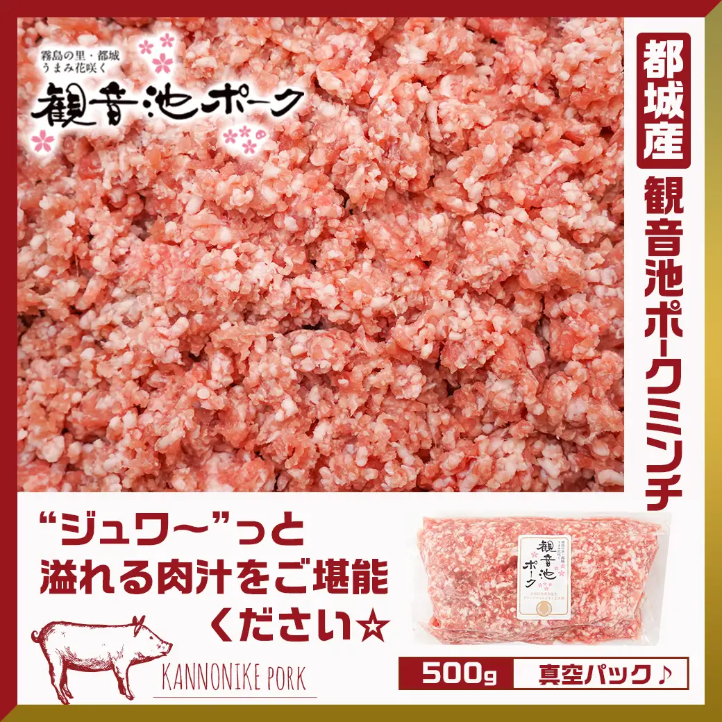観音池ポークしゃぶ2種&ミンチ&宮崎県産豚切り落とし【総重量3.8kg】_AC-9217_(都城市) 観音池ポーク ミンチ ロース 肩ロース 国産豚肉 ウデ・モモ 切落とし