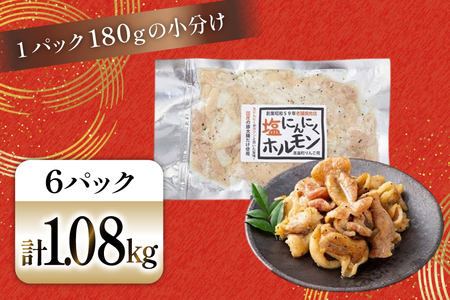 豚肉 ホルモン 塩にんにくホルモン 180g 6p 計1.08kg [りんご苑 山形県 高畠町 tk06ays660019]