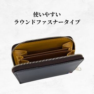 牛革　小銭入れ　ステッチB（ブラウン×イエロー）