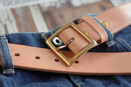 E STREET LEATHER グレージングベンズ 4cm幅 極厚レザーベルト ナチュラル（30インチ 76.5cm) 【star008-1-01】