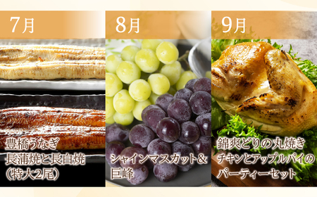 豊橋 どうまい 定期便 プレミアム 全12回定期便 鴨  / せとか / いちご / スイーツ定期便 / スイカ  / うなぎ / シャインマスカット /フルーツ定期便/ 惣菜定期便/ ちくわ / 牛肉 頒布会  1年 12か月定期便 