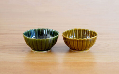 【陶器市特集】【波佐見焼】花しのぎ 和皿 小付 4点セット 織部・鴬茶 【団陶器】[PB158]
