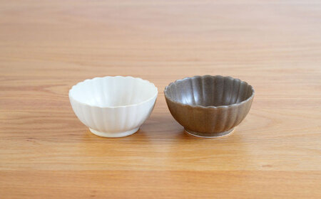 【陶器市特集】【波佐見焼】花しのぎ 和皿 小付 4点セット 栗・白 【団陶器】[PB159]