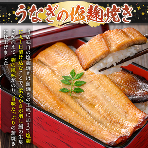 a982-E うなぎ蒲焼き&うなぎ塩麹焼き・計2尾分(1尾あたり170g～190g・最大合計340g以上)【うえの屋】姶良市 うなぎ 鰻 ウナギ 蒲焼き 蒲焼 かばやき カット タレ 塩こうじ 塩麹 焼き 鹿児島 国産 冷凍
