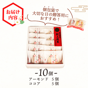 金菓賞受賞 サブレ はな椿 10個 【全国菓子大博覧会・三重 】菓子 洋菓子 和菓子 スイーツ ココア アーモンド ビスケット クッキー おやつ おかし 小分け 贈答 のし プレゼント ギフト 和菓子屋 壷屋田耕 三陸 岩手県 大船渡市