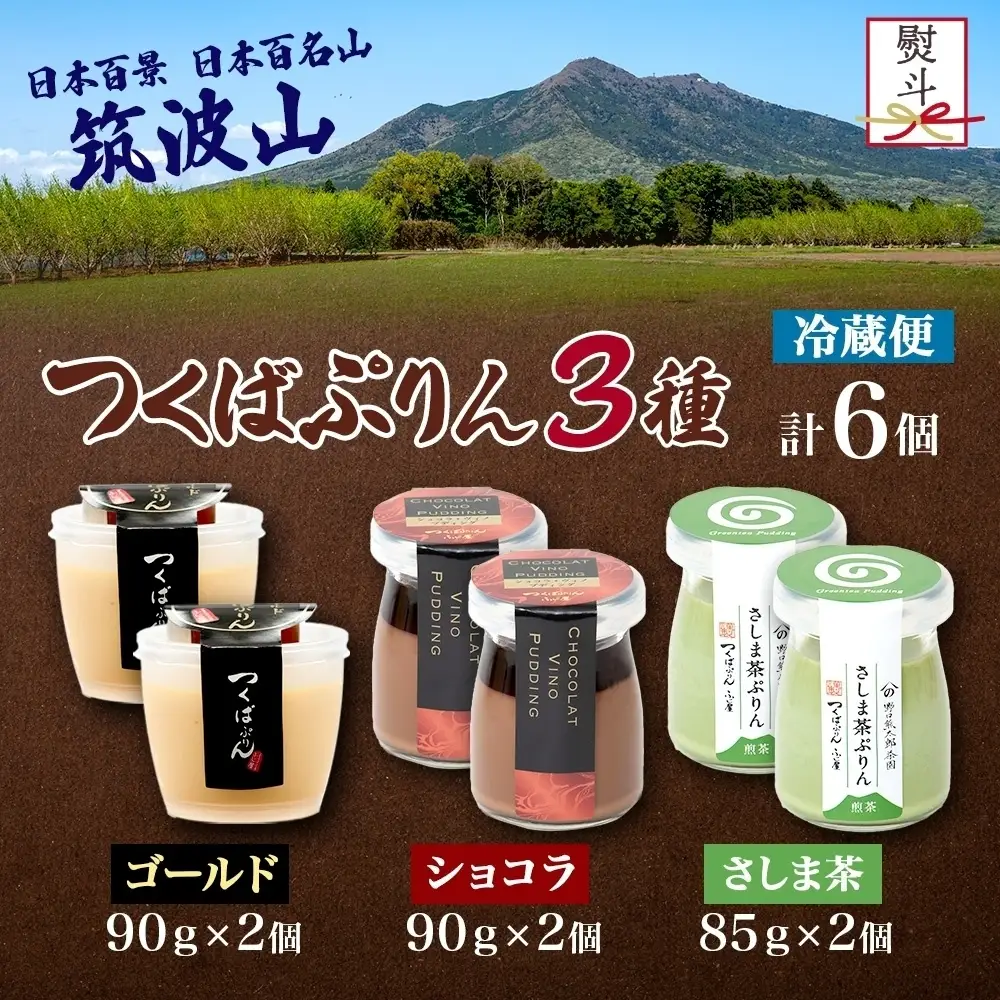 無地熨斗 ゴールドぷりん ＆ ショコラ・ヴィノ・プディング ＆ さしま茶プリン 各2個 計6個 つくばぷりん プリン ぷりん ショコラ チョコレート さしま茶 茶 お茶 スイーツ 洋菓子 和スイーツ 冷菓 デザート 人気 グルメ お取り寄せ ギフト 送料無料 ふじ屋 茨城県 桜川市 [EW042sa]