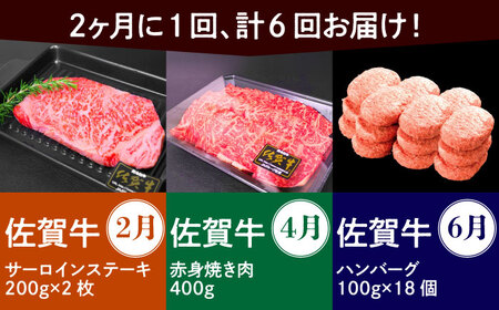 【偶数月発送】佐賀牛リッチセレクション定期便【多久精肉店】HCX007 肉セット 佐賀牛 焼肉 カルビ ロース サーロイン カルビ 赤身 ハンバーグ ステーキ 焼肉