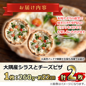 【0134708a】サクッ、もちっ！ピザ専門店のこだわり大隅産シラスとチーズピザ(2枚セット) ピザ 薪窯 シラス チーズ 冷凍 大隅 【グラッツェタンテ】