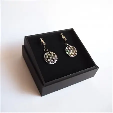 黒蝶貝のレース彫刻「麻」イヤリング_装飾品・工芸品 ピアス・イヤリング アクセサリー _【1237886】