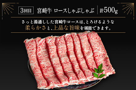 豪華宮崎牛 ロース 3か月定期便 牛肉 焼肉 ステーキ BBQ 国産 宮崎県産【E225-2510】