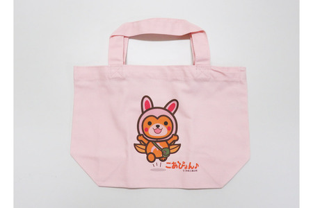 上小阿仁村PRキャラ こあぴょんグッズセット ピンク（エコバック、トートバック、ハンカチ、缶バッジ、ストラップ 各1点、ポストカード×2枚）