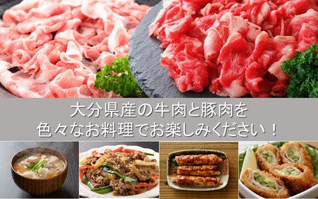 大分県産 牛・豚の切り落としセット（真空包装） 計1kg_2472R